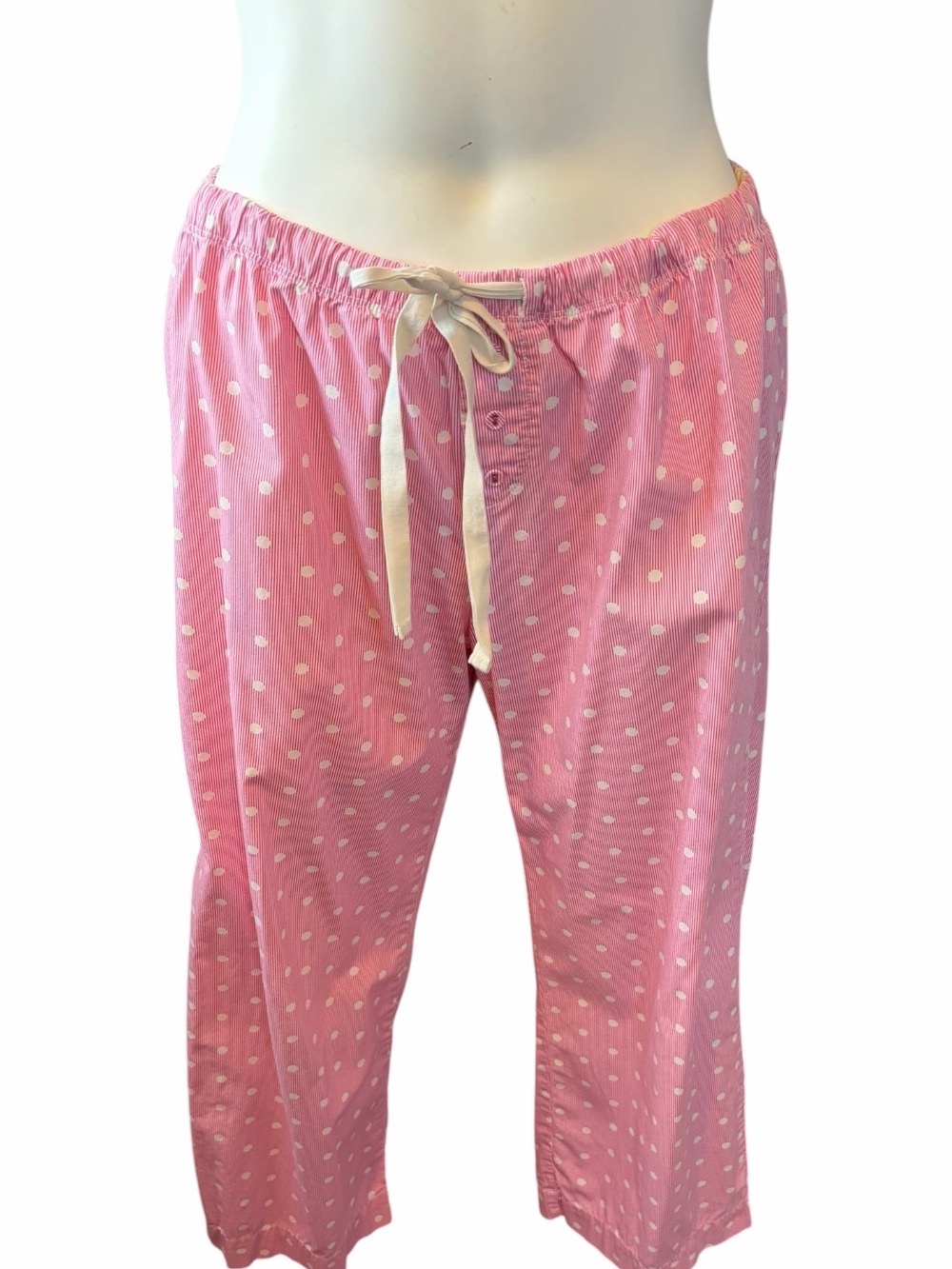 GapBody Red Med Sleep Pants Lounge Elasticized Waist Drawstring Stripe Polka